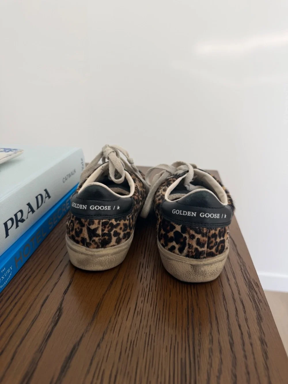 GOLDEN GOOSE 37 Soul Star Leopard-Print Pony Skin Sneakers EXCELLENT Condition